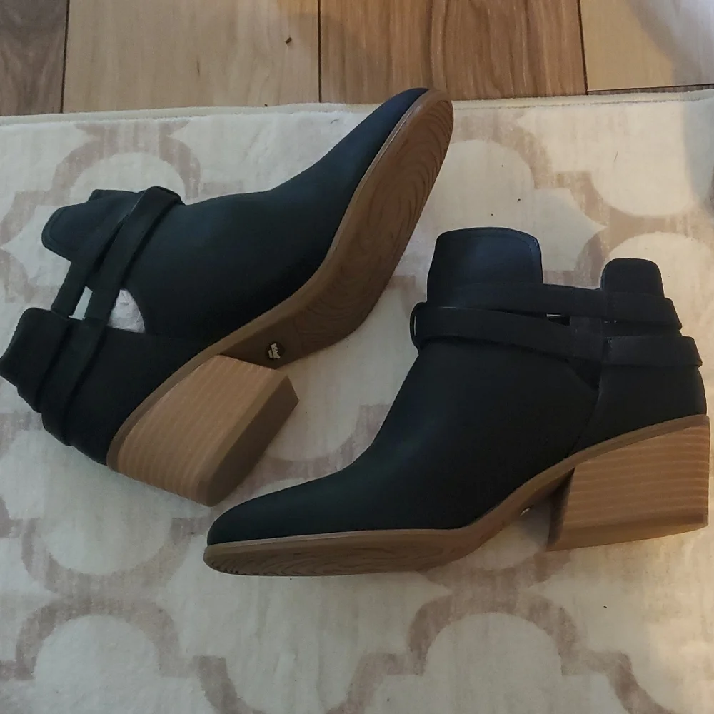 Dr. Scholl's Black Ankle Boots with Gold Buckle‎